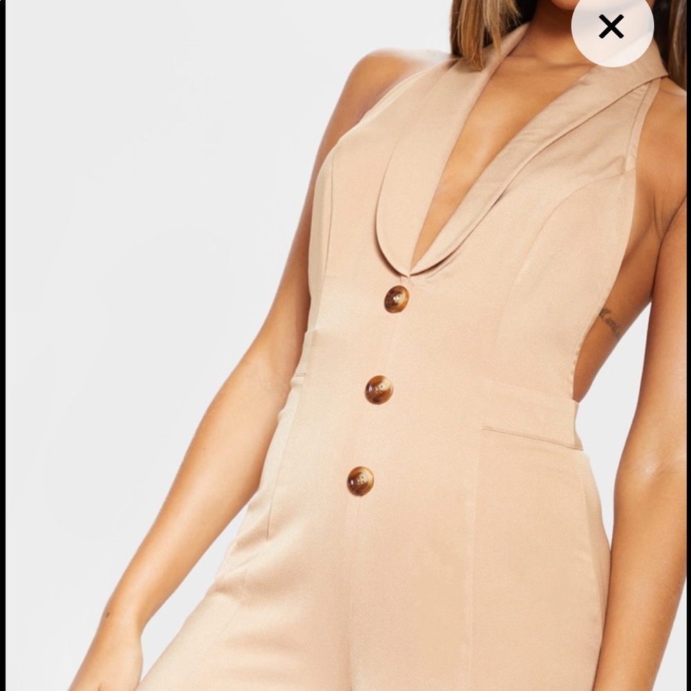 Prettylittlething jumpsuit tan halterneck PLT NWT